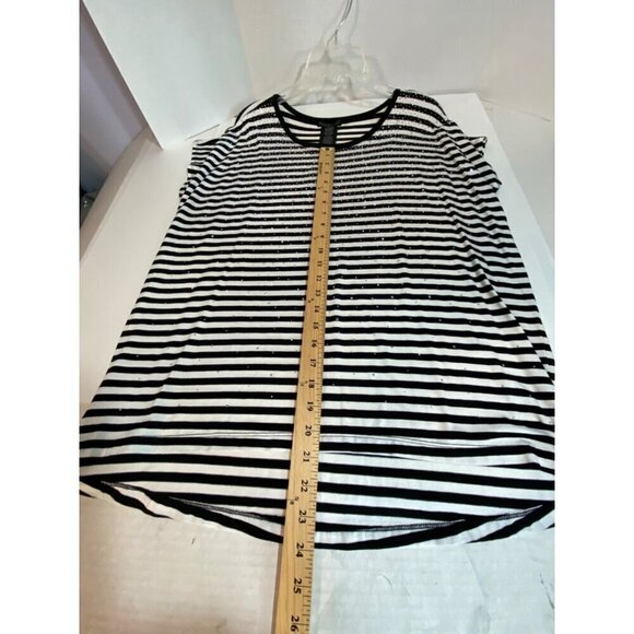 Design History Black & White Striped Tunic Sparkly Beaded Women's Size Large NWT - Picture 9 of 10